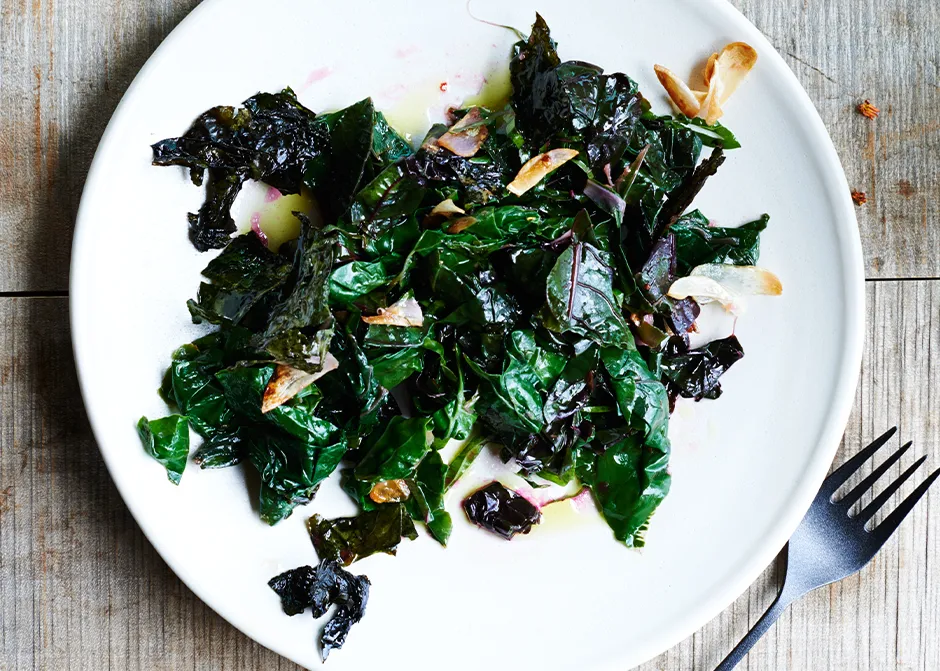Sauteed red swiss chard with garlic
